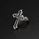 Vintage Black Cross Open Ring – Gothic Adjustable Finger Ring for Women & Men ✝️💍
