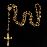 6mm Imitation Gold Rosary Necklace – Cross Pendant Beaded Chain ✝️✨
