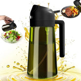 470ML/16oz Light-Blocking Dark Oil Sprayer for Cooking 2 in 1 Olive Oil Dispenser Bottle for Kitchen Dark Green Glass Oil Bottle