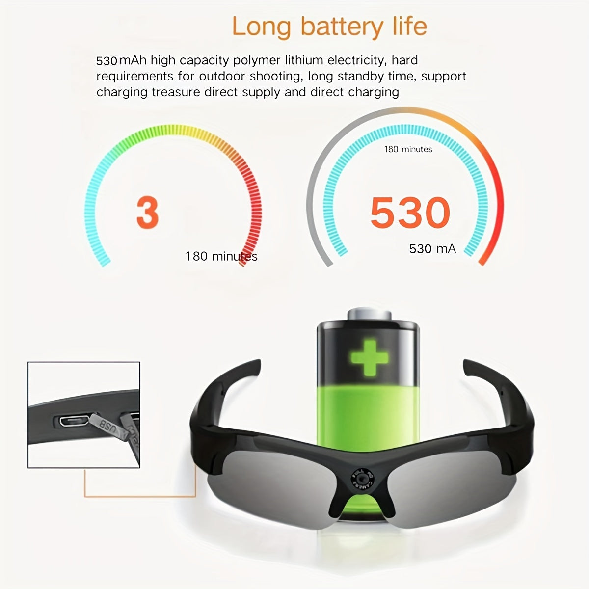 Smart Glasses 1080P – Built-in Body Camera, 32GB Memory