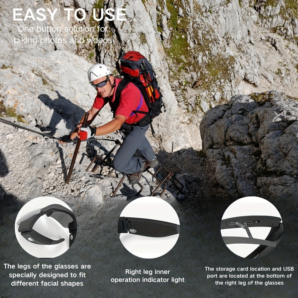 Smart Glasses 1080P – Built-in Body Camera, 32GB Memory