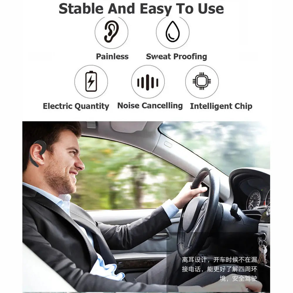 Universal Bone Conduction Earphone Wireless Bluetooth 4.2 Single Ear Hanging Sports Stereo Headset for Iphone 7 8 Laptop Tablet