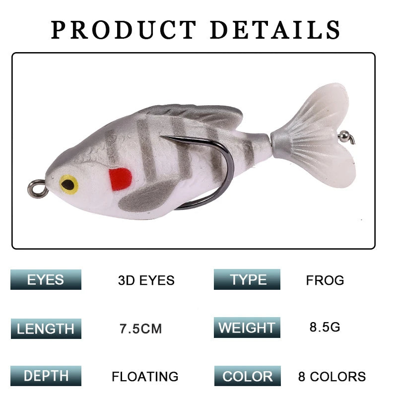Rotate Tail Crank Fishing Lure Wobbles 7.5cm 8.5g Topwater Soft Baits Lifelike Artificial Hard Bait Bass Pike Fishing Tackle