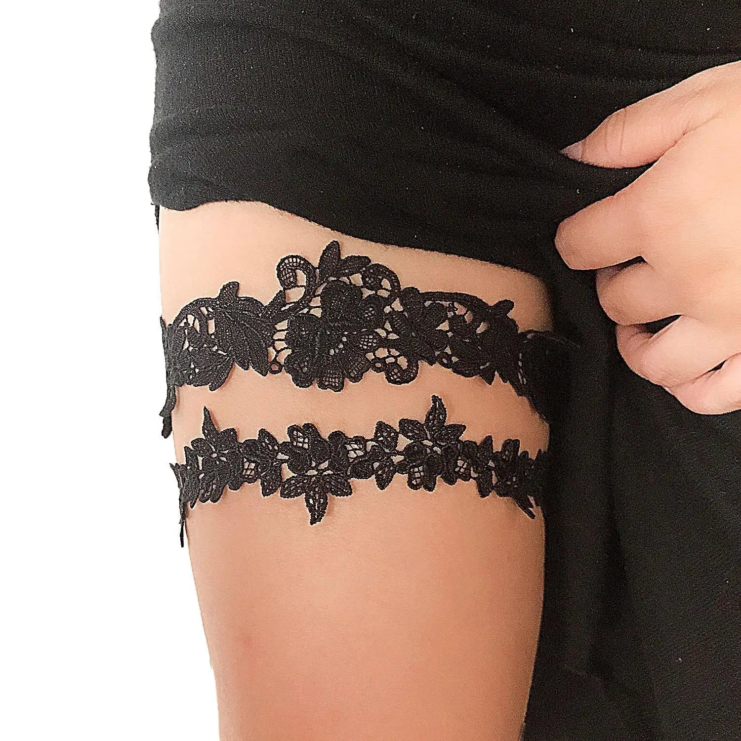 Bride Sexy Lace Flower Rhinestones Pearls Wedding Garter Belt Bridal Thigh Leg Garter Ring For Women Wedding Accessories