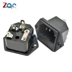 AC-03 3 PIN IEC320 C14 Male Power Cord Inlet AC Power Socket Receptacle Connector With Fuse Holder interface 250V 10A