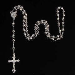 6mm Imitation Gold Rosary Necklace – Cross Pendant Beaded Chain ✝️✨