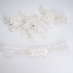 Bride Sexy Lace Flower Rhinestones Pearls Wedding Garter Belt Bridal Thigh Leg Garter Ring For Women Wedding Accessories