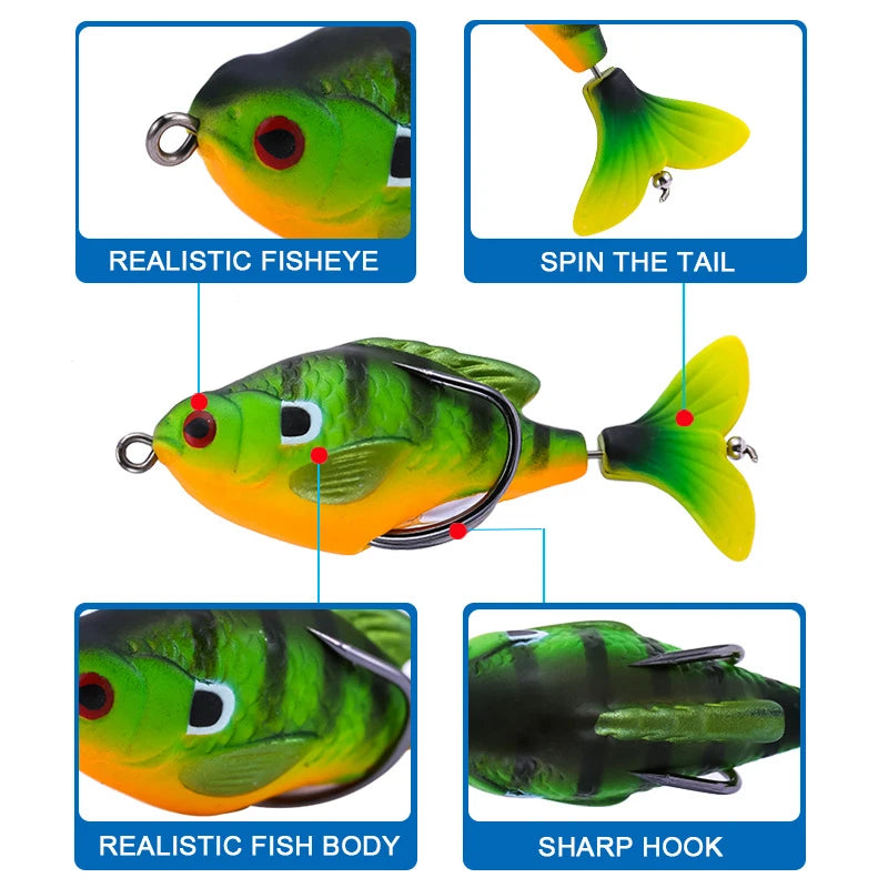 Rotate Tail Crank Fishing Lure Wobbles 7.5cm 8.5g Topwater Soft Baits Lifelike Artificial Hard Bait Bass Pike Fishing Tackle