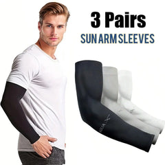 3 Pairs Ice Silk Arm Sleeves – Unisex Summer Sun Protection for Outdoor Activities