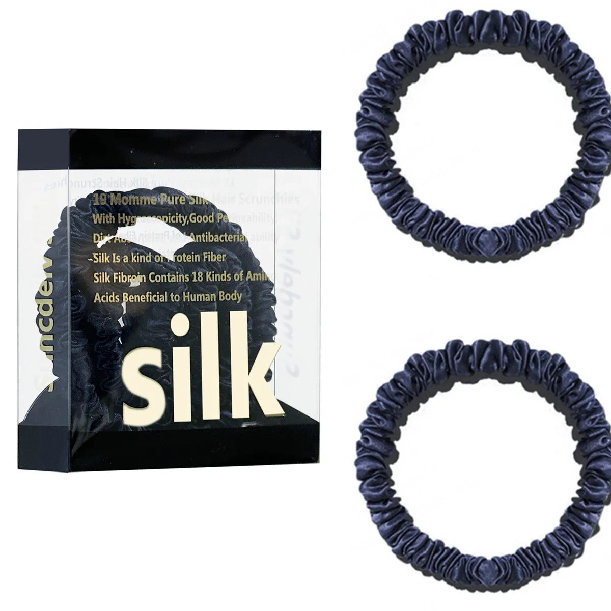 2PCS Box Mulberry Silk Scrunchies Women Grils Hair Ties for Hair Sleep No Damage Hairband Curly Hair Elastics Ponytail Holder