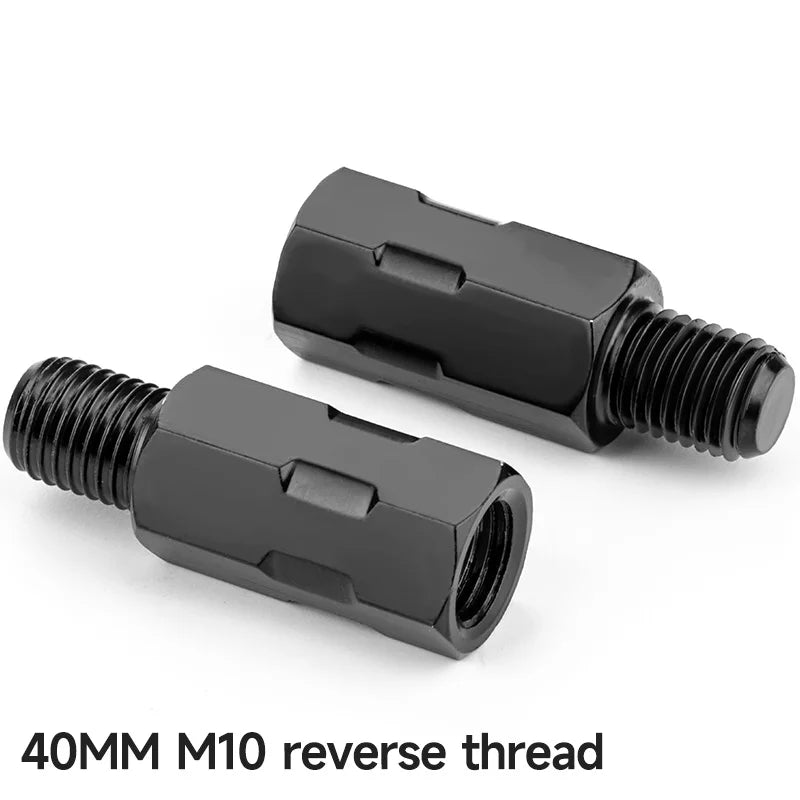 2PCS Longer Extension Black Motorcycle Rear Mirror Adapter M8 8mm M10 10mm Anti clockwise Right Left Hand Thread Changing Screw