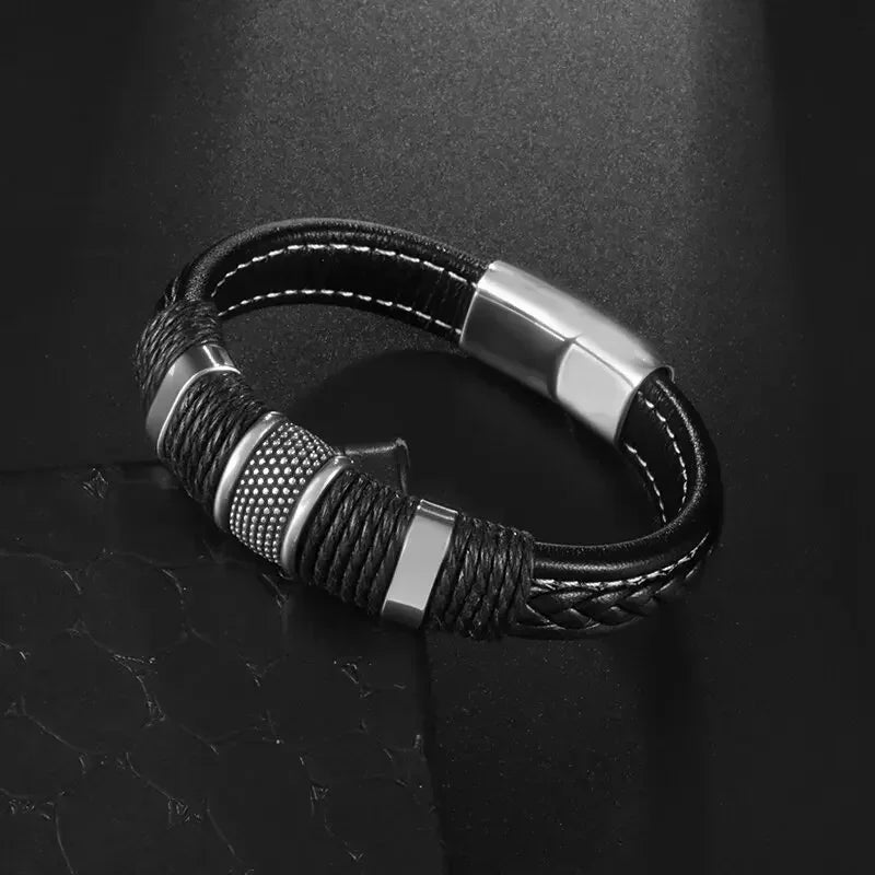 Men’s Star of David Bracelet – Vintage Leather Braided Judaica Jewelry ✡️🖤