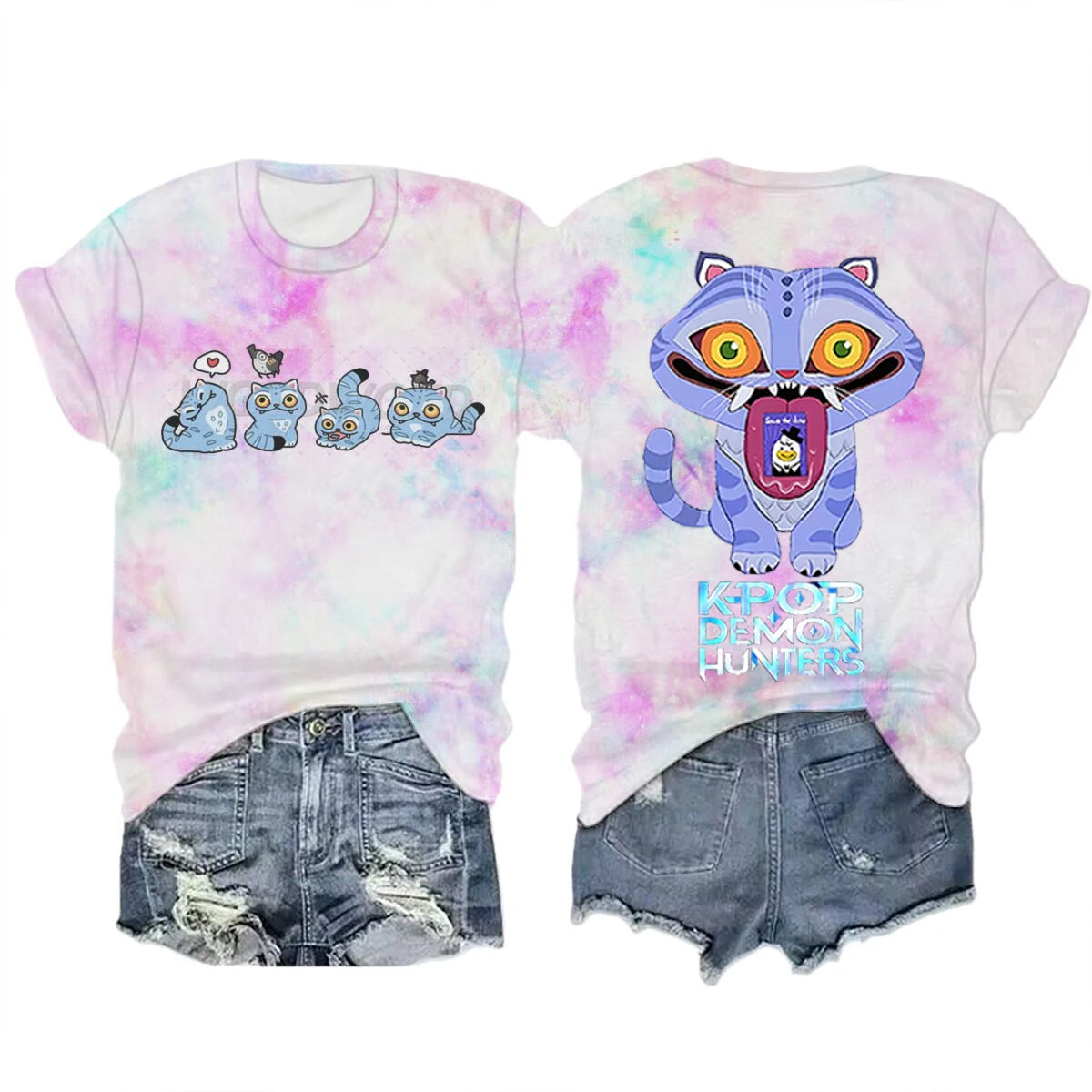 Derpy Tiger Kpop Demon Hunters Shirt Manga Tee for Fans Crew Neck Short Sleeve Tee K-pop Demon Hunters Tiger Funny T Shirts