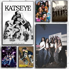 Popular Kpop Band K-Katseye Anime Posters Sticky Fancy Wall Sticker For Living Room Bar Decoration Room Wall Decor