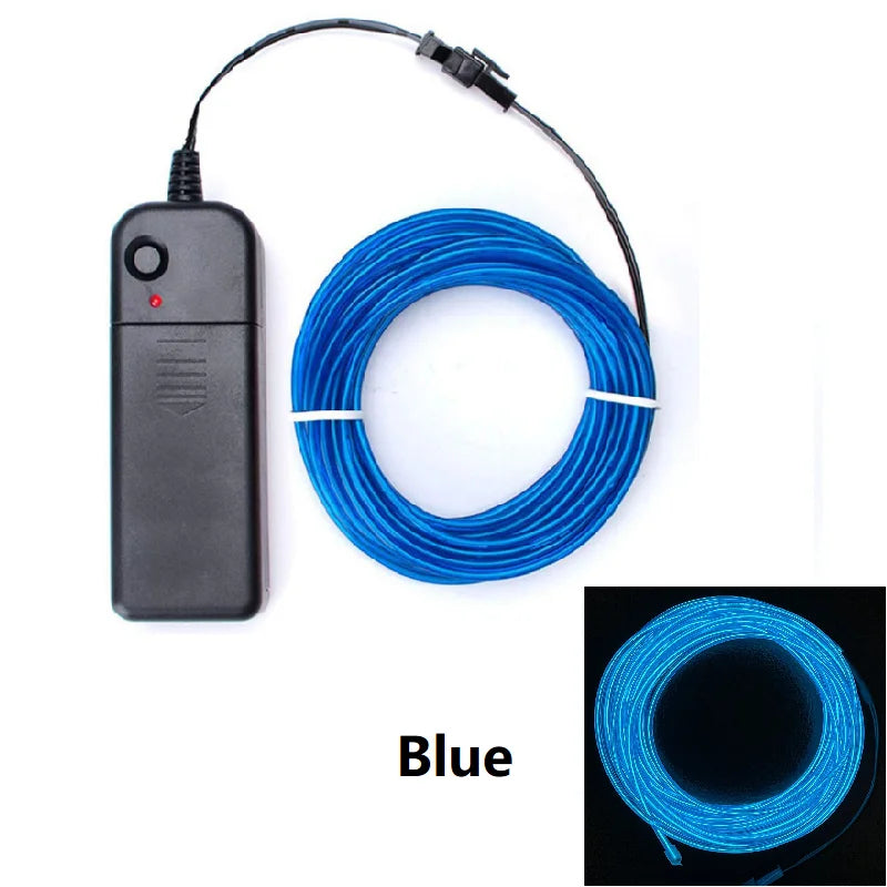 1m 3m 5m Glow EL Wire Neon Cable for Christmas Dance Party DIY Costumes Multicolor Illuminated Light AA Battery  Lamp LED Strip