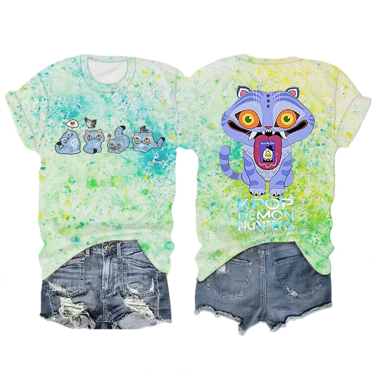 Derpy Tiger Kpop Demon Hunters Shirt Manga Tee for Fans Crew Neck Short Sleeve Tee K-pop Demon Hunters Tiger Funny T Shirts