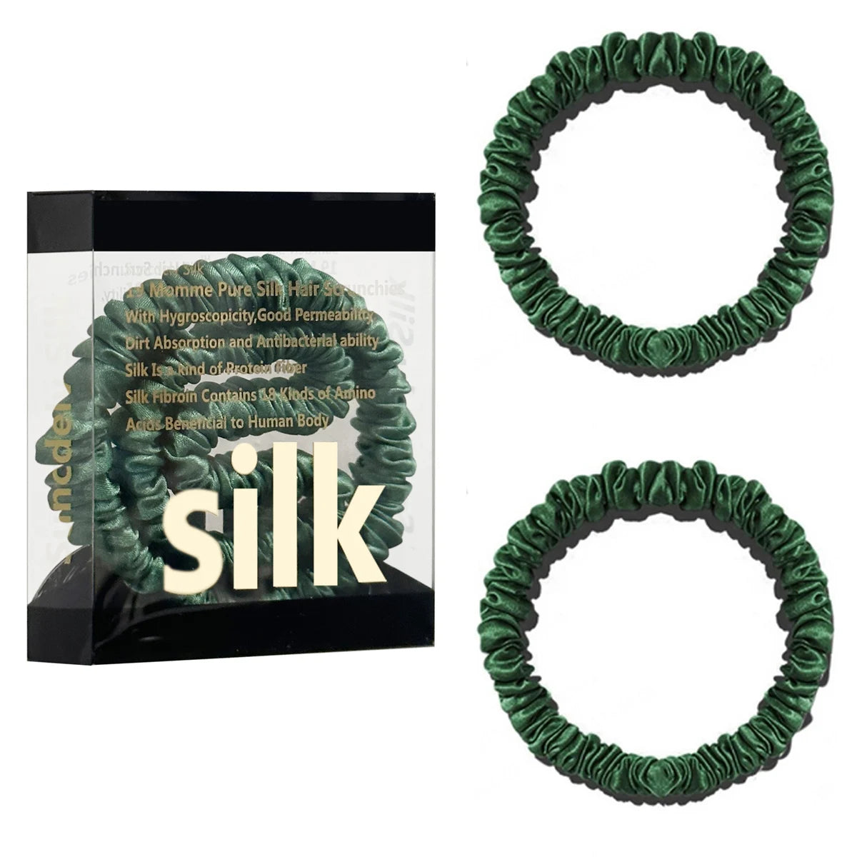 2PCS Box Mulberry Silk Scrunchies Women Grils Hair Ties for Hair Sleep No Damage Hairband Curly Hair Elastics Ponytail Holder