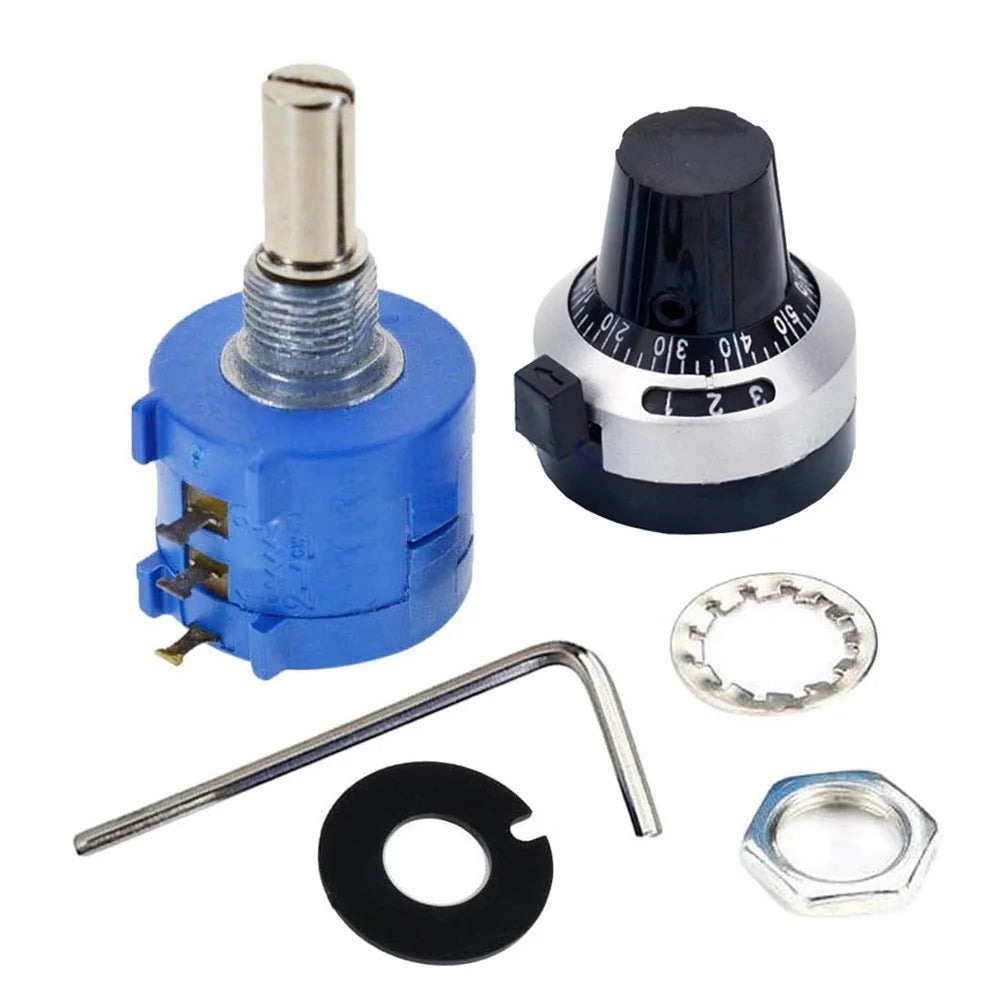 3590S Wirewound Potentiometer 500R 1K 2K 5K 10K 20K 50K 100K Ohm with High Precision 10 Turns Rotary Potentiometer Dial Knob