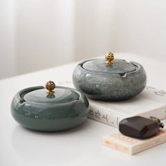 European Ceramic Ashtray with Lid – Creative Home & Office Decor