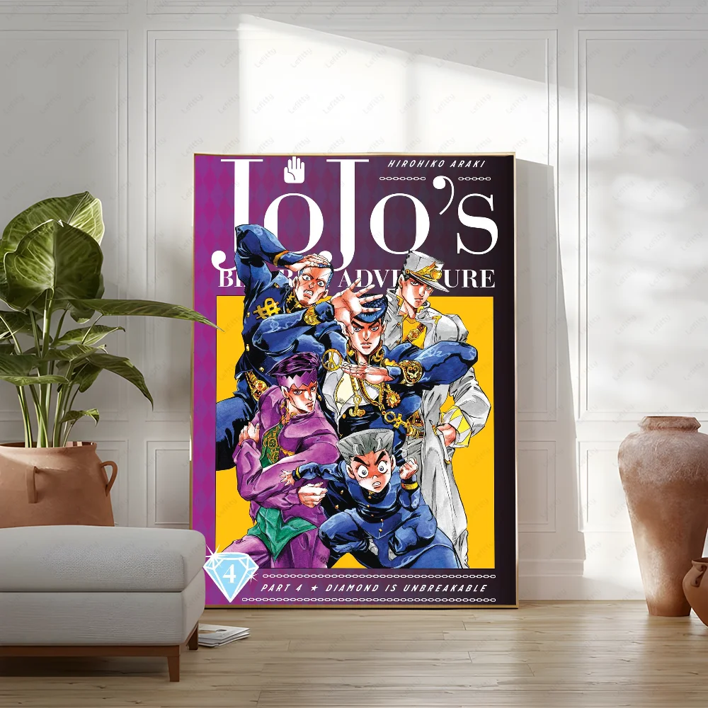 Anime J-JoJo Bizarre Adventure Retro WhitePaper Sticky Poster Home living room Wall Art Garage Room Decor