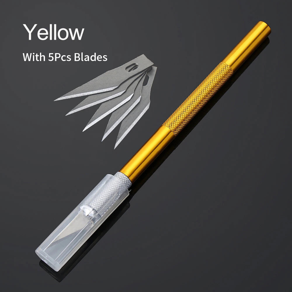 Non-Slip Metal Scalpel Kit – 5 Blades for DIY Repair & Craft