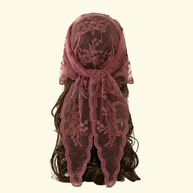 Women’s Lace Triangle Hair Scarf – Vintage Retro Headband & Elegant Hair Accessory