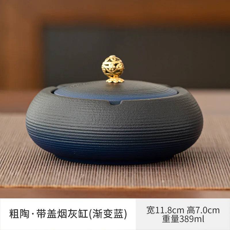 European Ceramic Ashtray with Lid – Creative Home & Office Decor