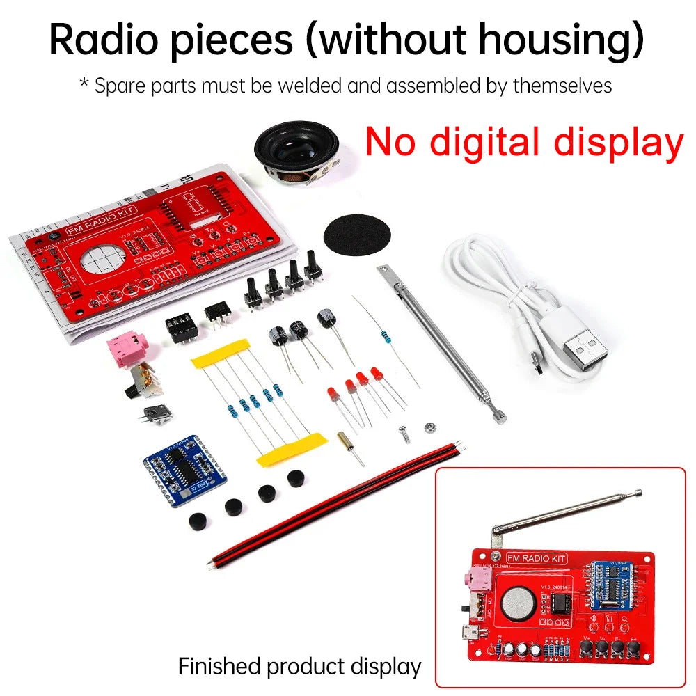 RDA5807 87-108MHZ FM Radio DIY Kit Welding Practice Parts Simple/with Digital Display Micro USB