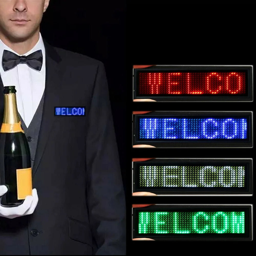 Bluetooth LED Name Badge – Programmable Scrolling Display with Text & Patterns