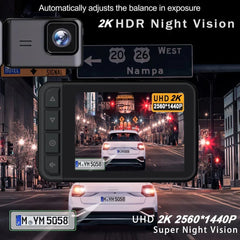 2K 3-Lens WiFi Car DVR Dash Cam with Night Vision & Parking Monitor 🚗📷