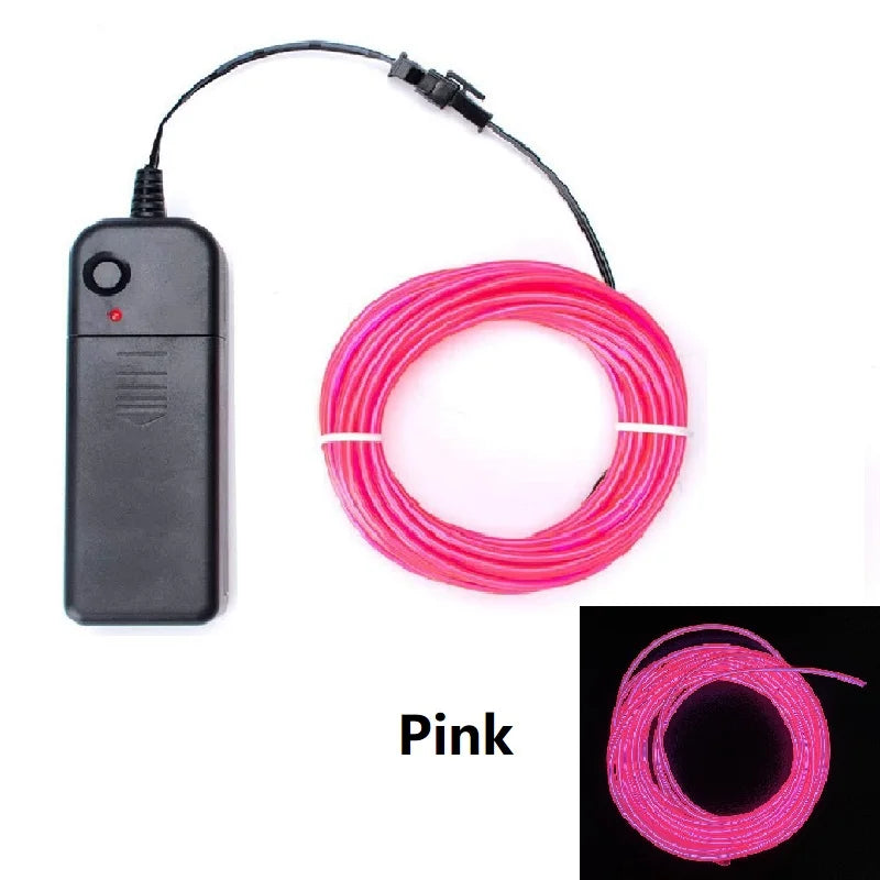 1m 3m 5m Glow EL Wire Neon Cable for Christmas Dance Party DIY Costumes Multicolor Illuminated Light AA Battery  Lamp LED Strip