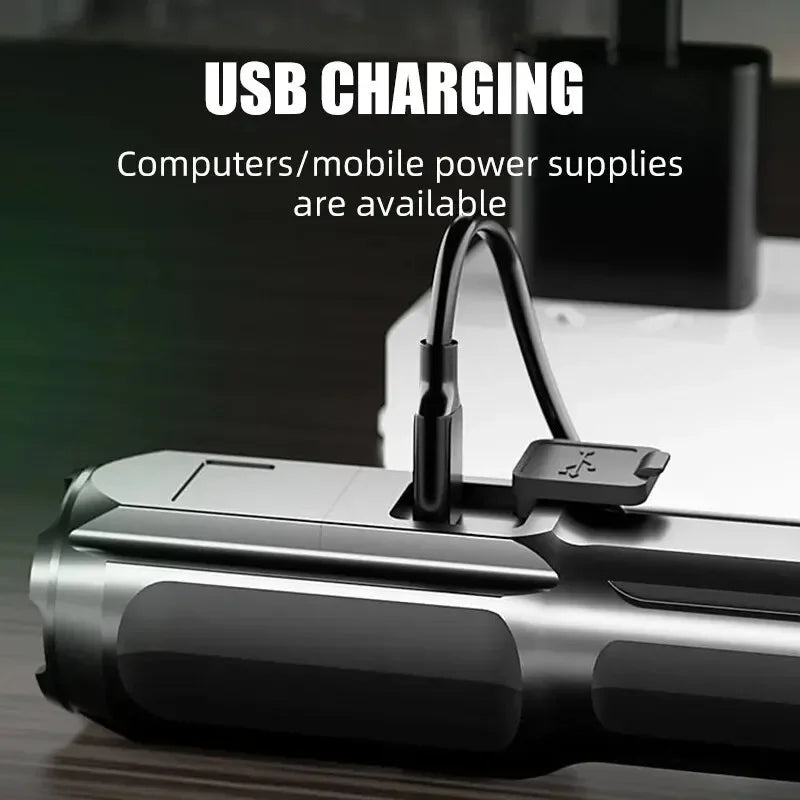 Powerful LED Flashlight – Rechargeable, Waterproof, Zoom, 100000 Lumens Tactical Light