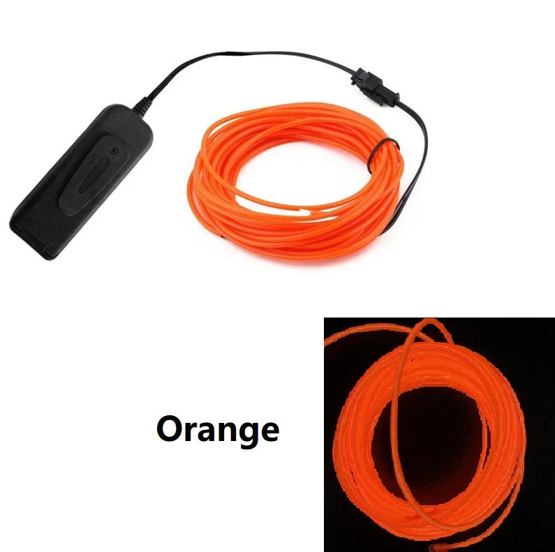 1m 3m 5m Glow EL Wire Neon Cable for Christmas Dance Party DIY Costumes Multicolor Illuminated Light AA Battery  Lamp LED Strip