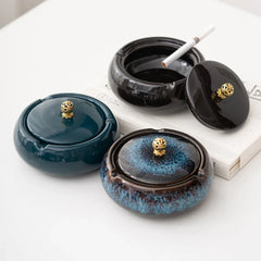European Ceramic Ashtray with Lid – Creative Home & Office Decor