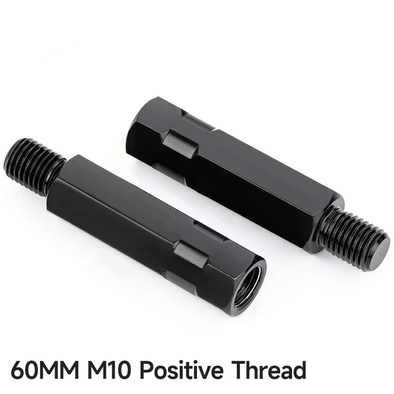 2PCS Longer Extension Black Motorcycle Rear Mirror Adapter M8 8mm M10 10mm Anti clockwise Right Left Hand Thread Changing Screw