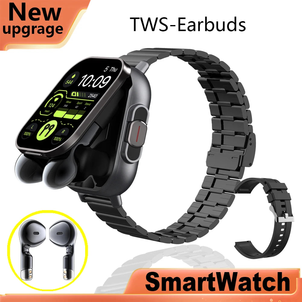 Smart Watch D8 with 2-in-1 TWS Earphones – NFC, Health Monitoring & Music ⌚🎧