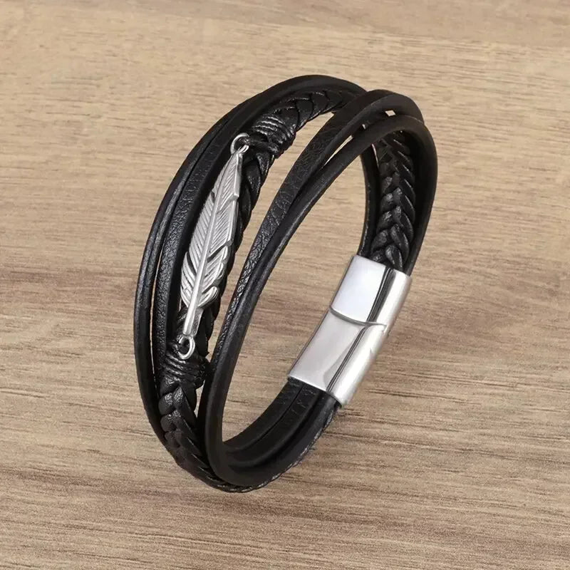 Men’s Star of David Bracelet – Vintage Leather Braided Judaica Jewelry ✡️🖤