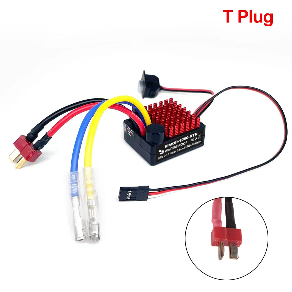 9IMOD 1060 RTR 60A ESC Brushed Electronic Speed Controller 2-3S LiPo Waterproof BEC 6V3A for 1/10 Axial SCX10 TRX4 TRX6 D90 HPI