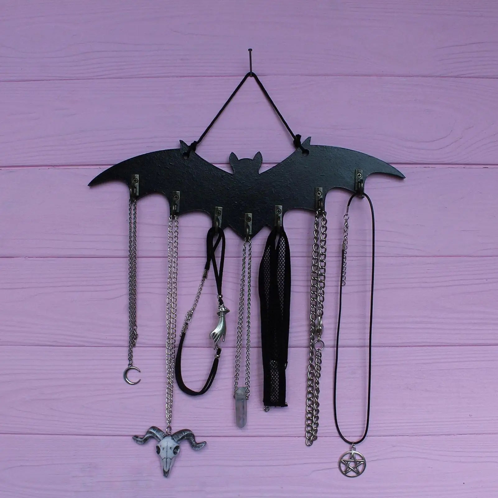Wooden bat hook Wall Mount hanging Organizer Rack Space-Saving Gothic style wall hangings For jewelry Key storage