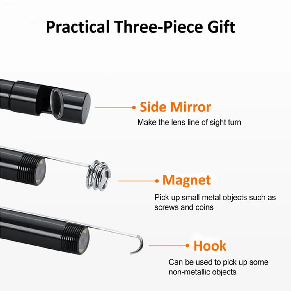 Type-C Endoscope Camera 7.0mm – Waterproof USB Borescope with 6 LED Lights for Android & PC