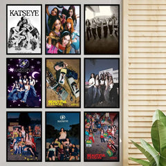 Popular Kpop Band K-Katseye Anime Posters Sticky Fancy Wall Sticker For Living Room Bar Decoration Room Wall Decor