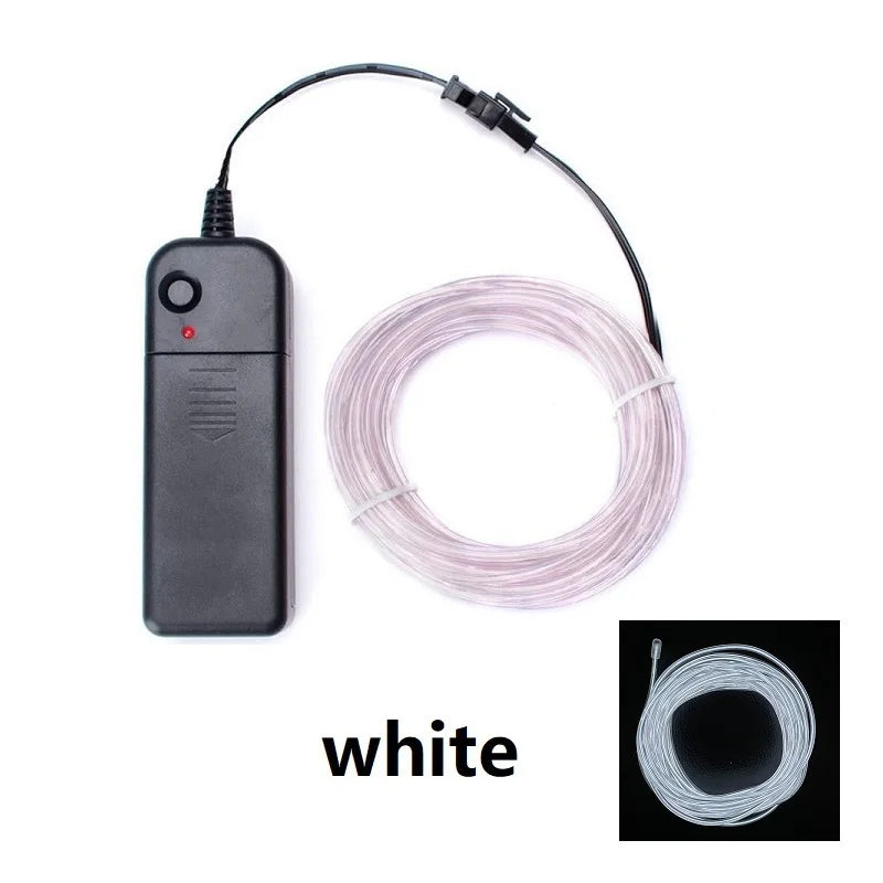1m 3m 5m Glow EL Wire Neon Cable for Christmas Dance Party DIY Costumes Multicolor Illuminated Light AA Battery  Lamp LED Strip
