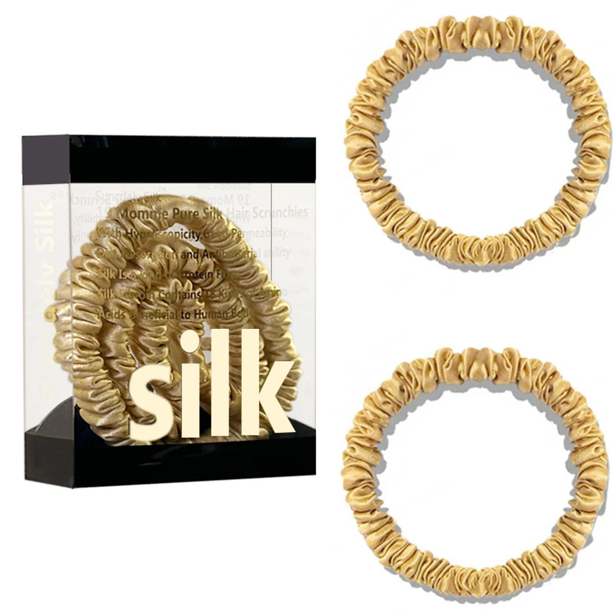 2PCS Box Mulberry Silk Scrunchies Women Grils Hair Ties for Hair Sleep No Damage Hairband Curly Hair Elastics Ponytail Holder