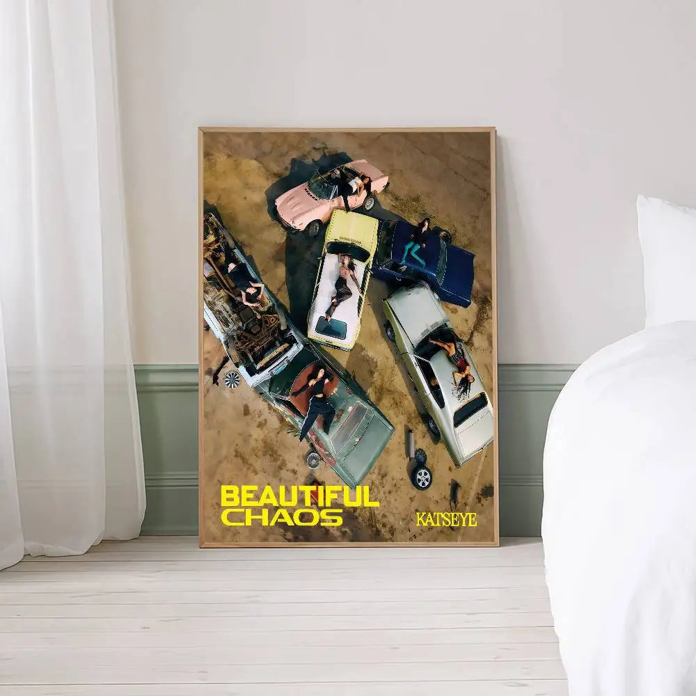 Popular Kpop Band K-Katseye Anime Posters Sticky Fancy Wall Sticker For Living Room Bar Decoration Room Wall Decor