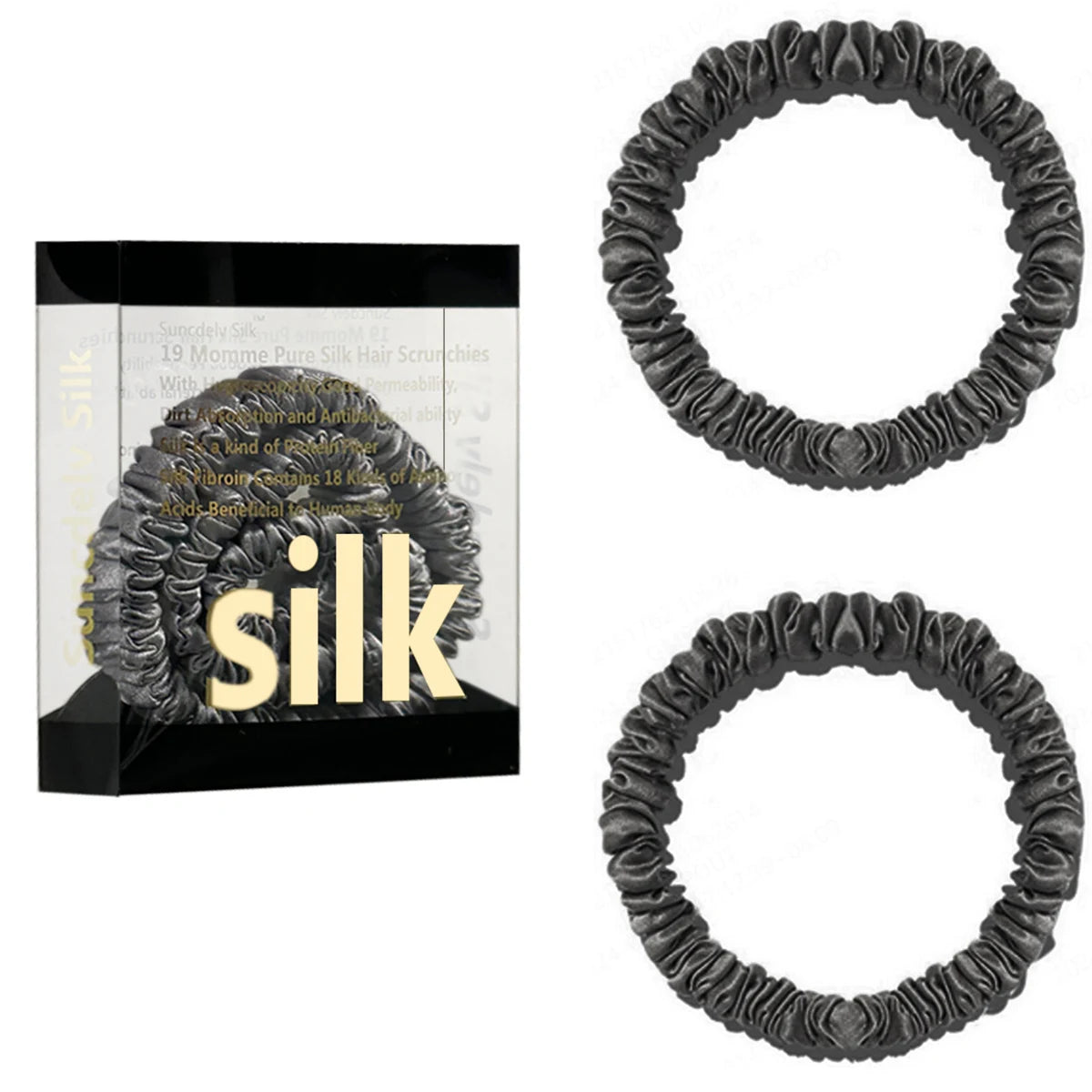 2PCS Box Mulberry Silk Scrunchies Women Grils Hair Ties for Hair Sleep No Damage Hairband Curly Hair Elastics Ponytail Holder
