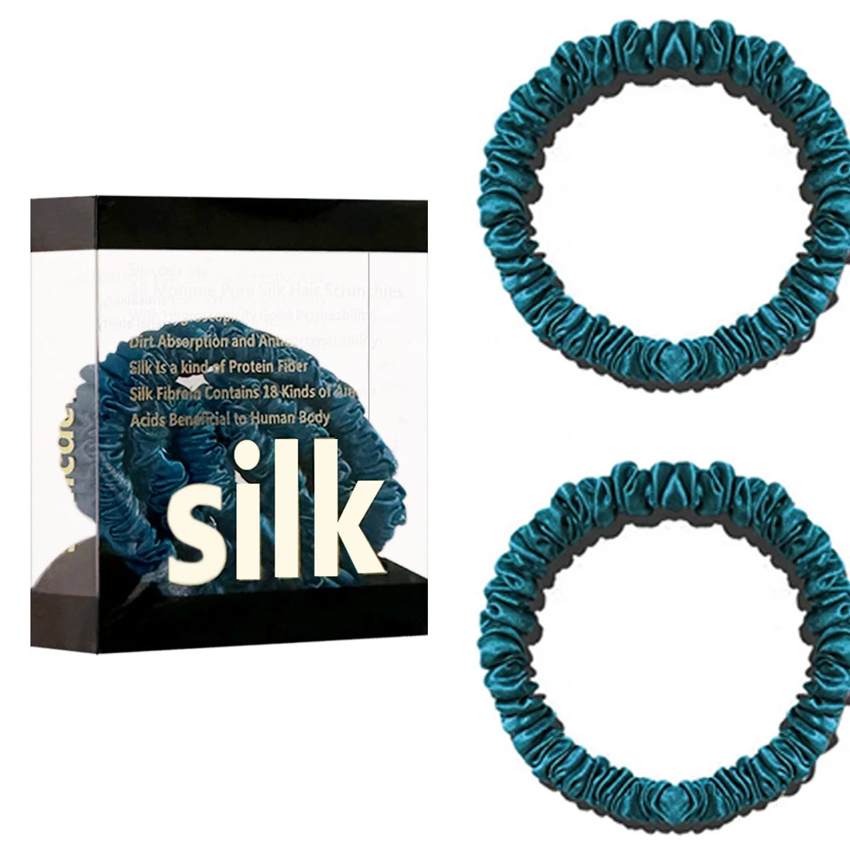 2PCS Box Mulberry Silk Scrunchies Women Grils Hair Ties for Hair Sleep No Damage Hairband Curly Hair Elastics Ponytail Holder