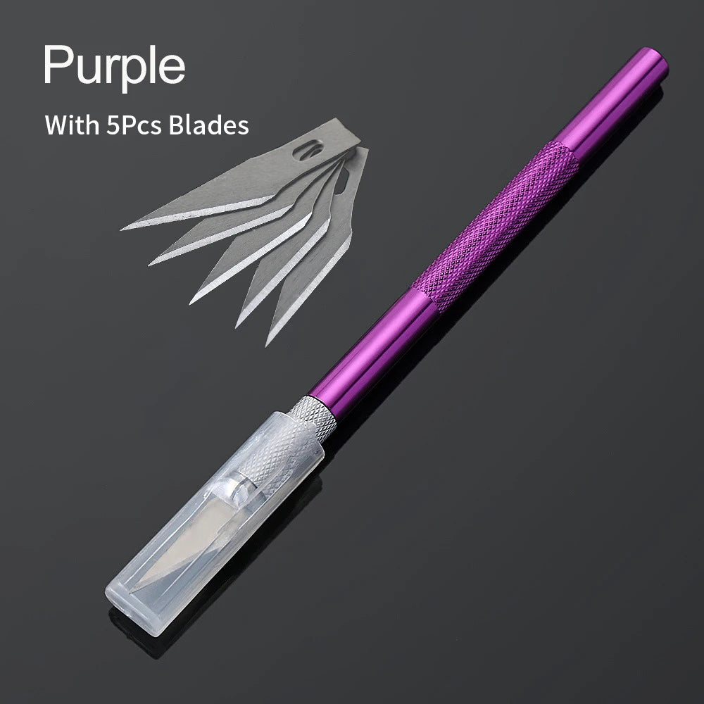 Non-Slip Metal Scalpel Kit – 5 Blades for DIY Repair & Craft