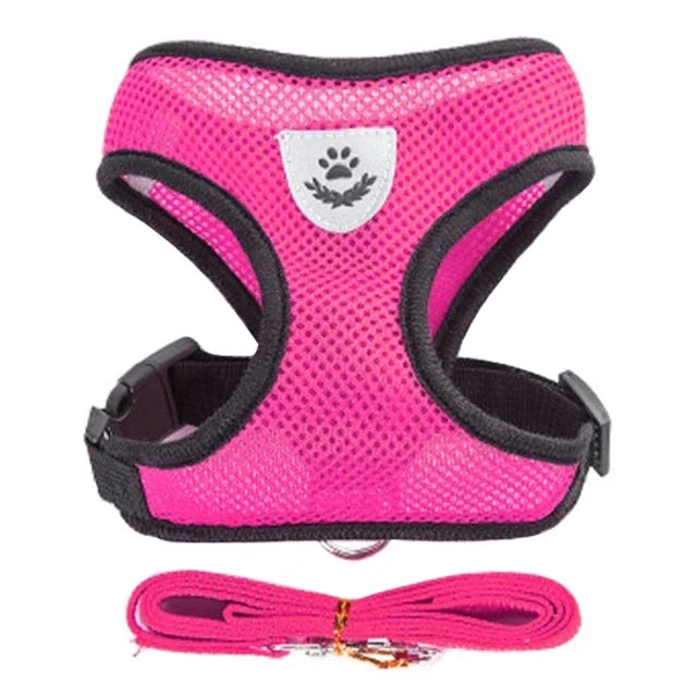 Cat & Dog Harness Vest – Adjustable Mesh Leash Collar for Small to Medium Pets