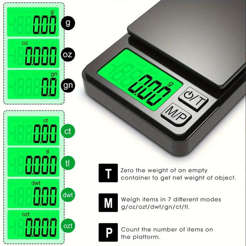 Digital Gram & Ounce Scale – Jewelry, Food, Backlit LCD