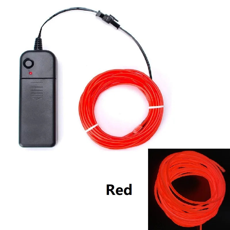 1m 3m 5m Glow EL Wire Neon Cable for Christmas Dance Party DIY Costumes Multicolor Illuminated Light AA Battery  Lamp LED Strip